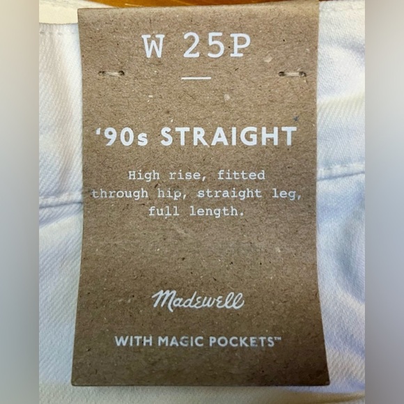 NWT Madewell The Petite '90s Straight Jean in Tile White, Ripped, Size 25P - Picture 12 of 16